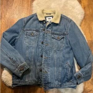 Men's Blue Denim Jacket with Sherpa Collar